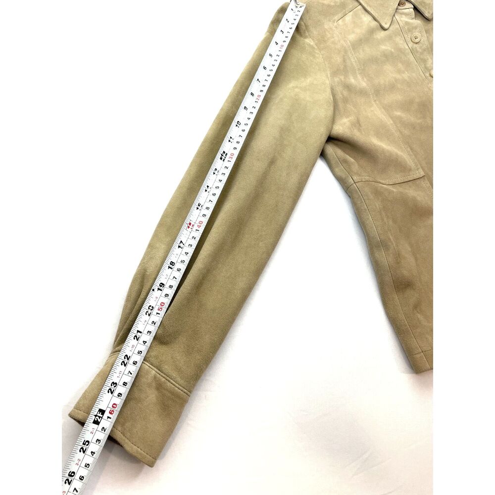 ~ Faconnable Sm Suede Goatskin Leather Shacket Tan Brown Jacket Shirt Lined - Picture 6 of 15
